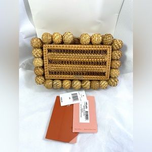 Cult Gaia Eos Rattan Box Clutch. Color: Natural. Clasp Missing 1 rope.